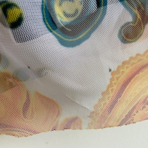 VERSACE JEANS COUTURE Black/White Racerback Tulle Baroque Jewels Overlay Top S - Picture 17 of 17